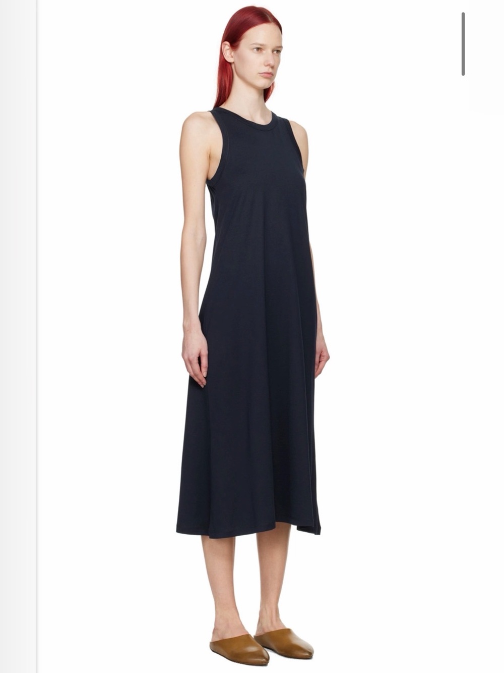 Studio Nicholson Navy Flint Midi Dress Sleeveless Cotton size 00 US 2